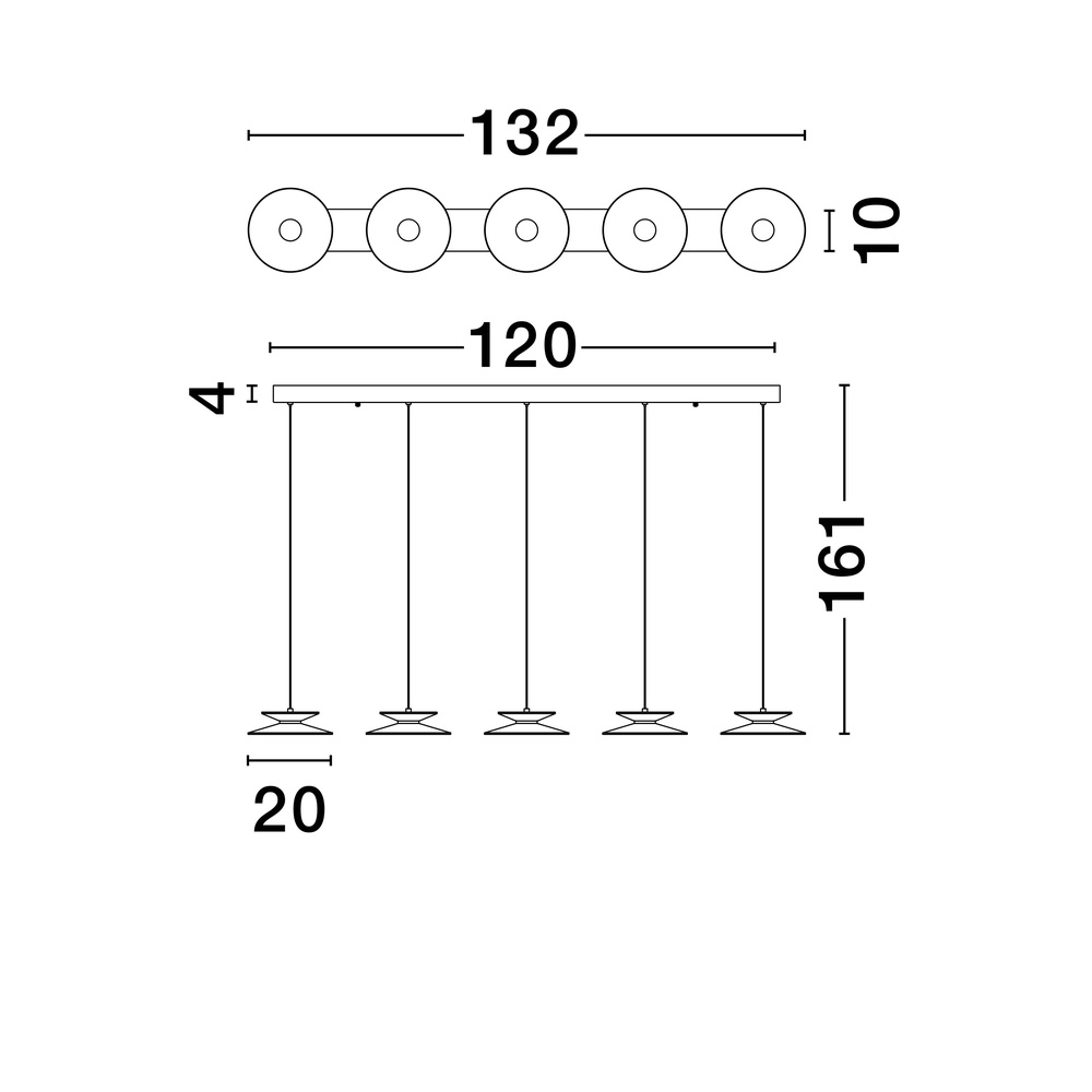 Suspension design Morfi Droit 5 lumières noir Lyora 5212017458490