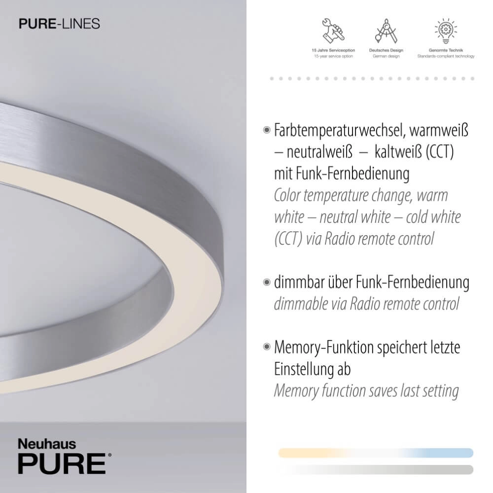 Lampadaire rond Pure Lines Round Ø 70cm en aluminium Paul Neuhaus 4012248373538