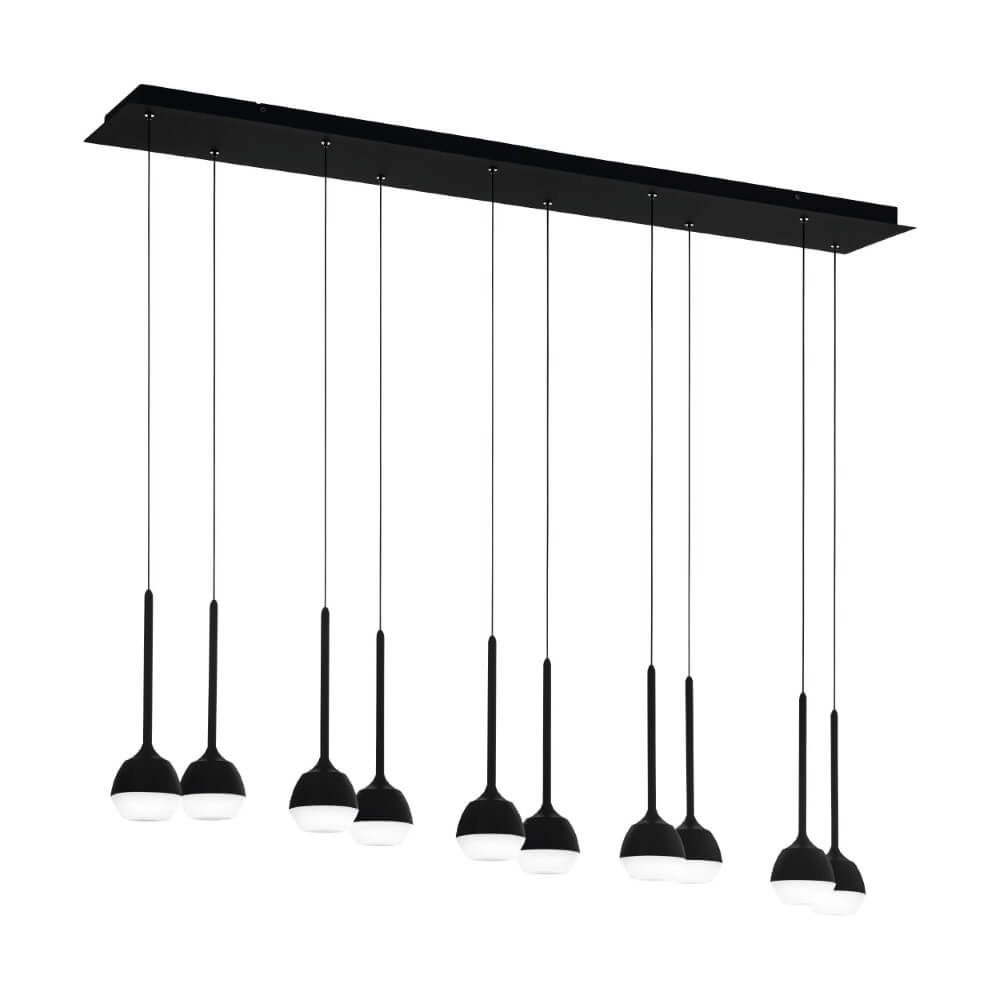 Lampe suspendue 10 lumières Nucetto noir rectangulaire