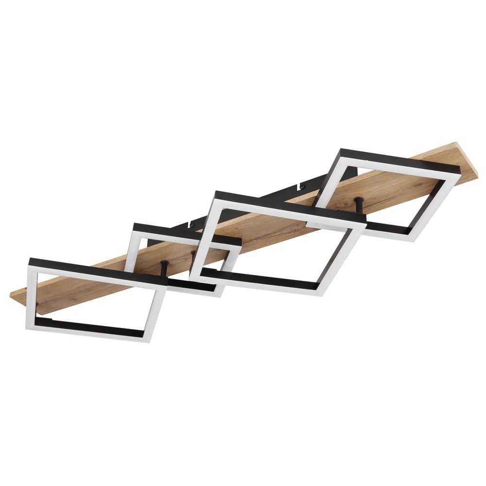 Lampe de plafond Beatrix 82 cm carrés noirs avec du bois Globo 9007371448395