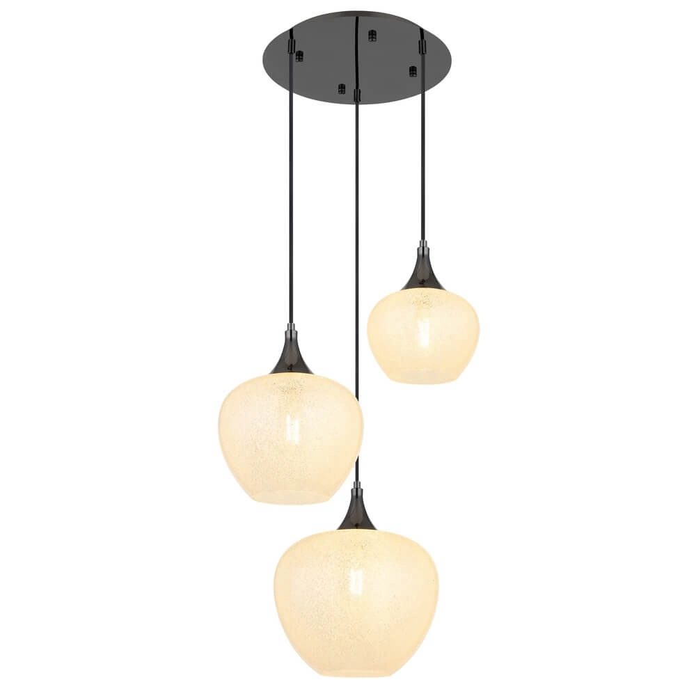 Suspension anthracite Maxy avec verre blanc 3 lumières Ø 49cm Suspension anthracite Maxy avec verre blanc 3 lumières Ø 49cm