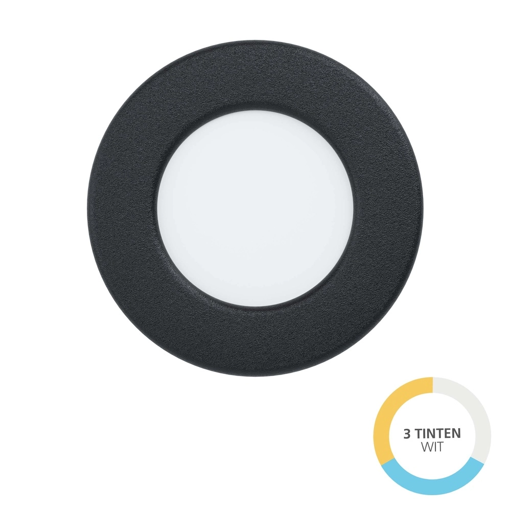 Projecteur encastré Fueva 6 rond - noir - Ø 8,8cm