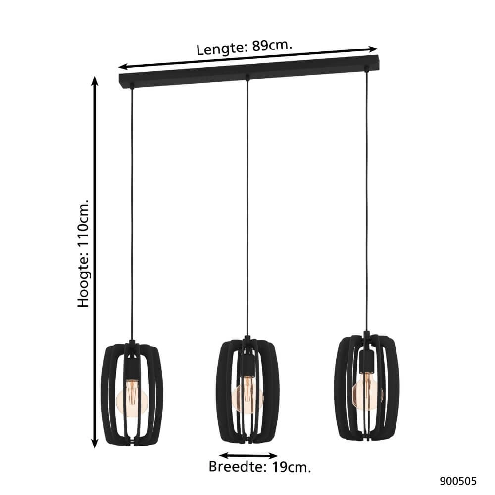 Lampe suspendue pour salle à manger Bajazzara noir Eglo 9008606244355
