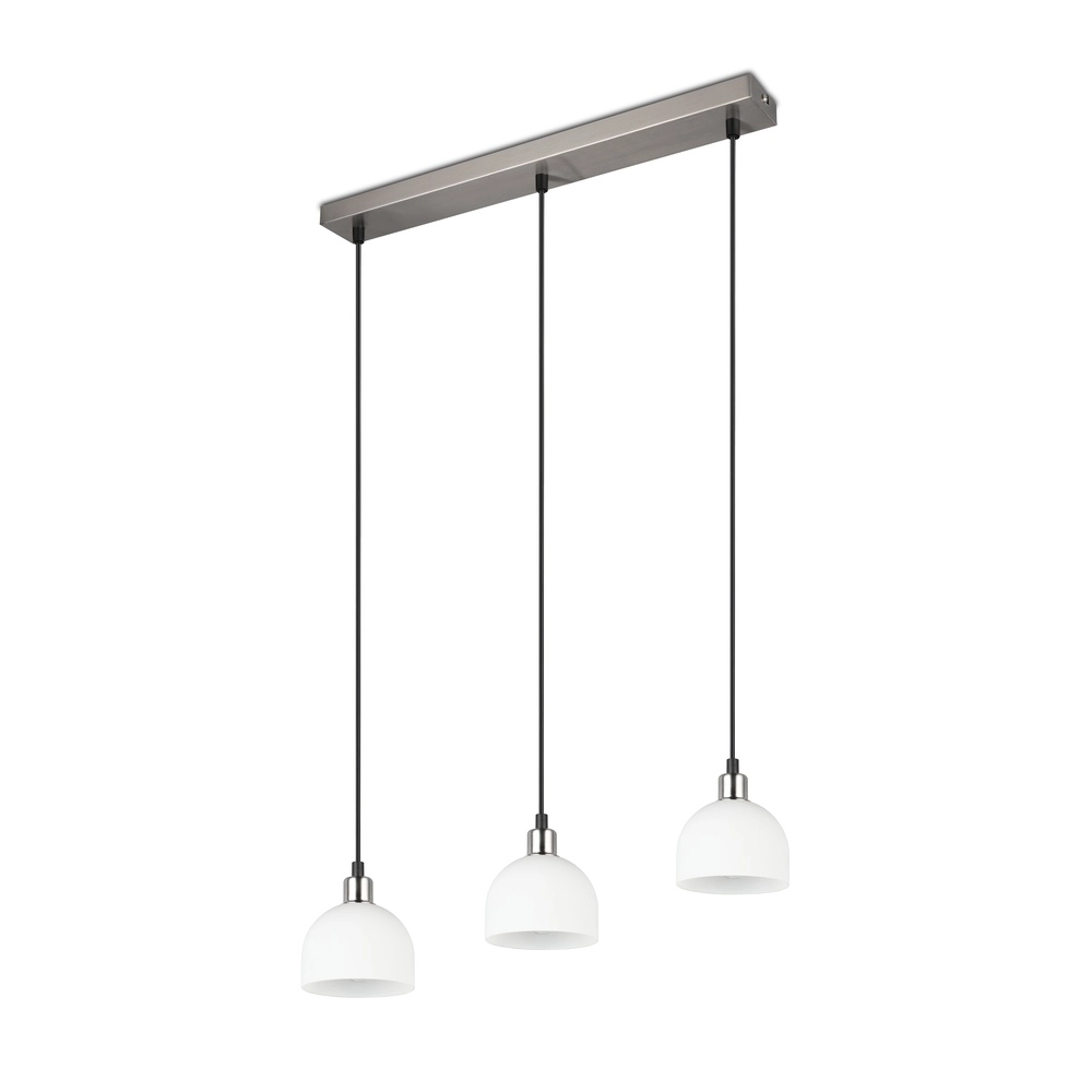 Suspension nickel Molly Verre blanc à 3 lumières Trio 4017807618099