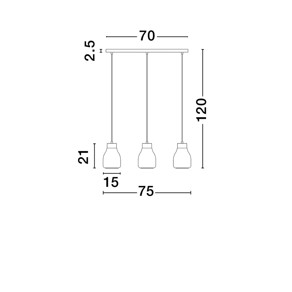 Suspension Blacu 3 lumières noir droit Lyora 5212017447494