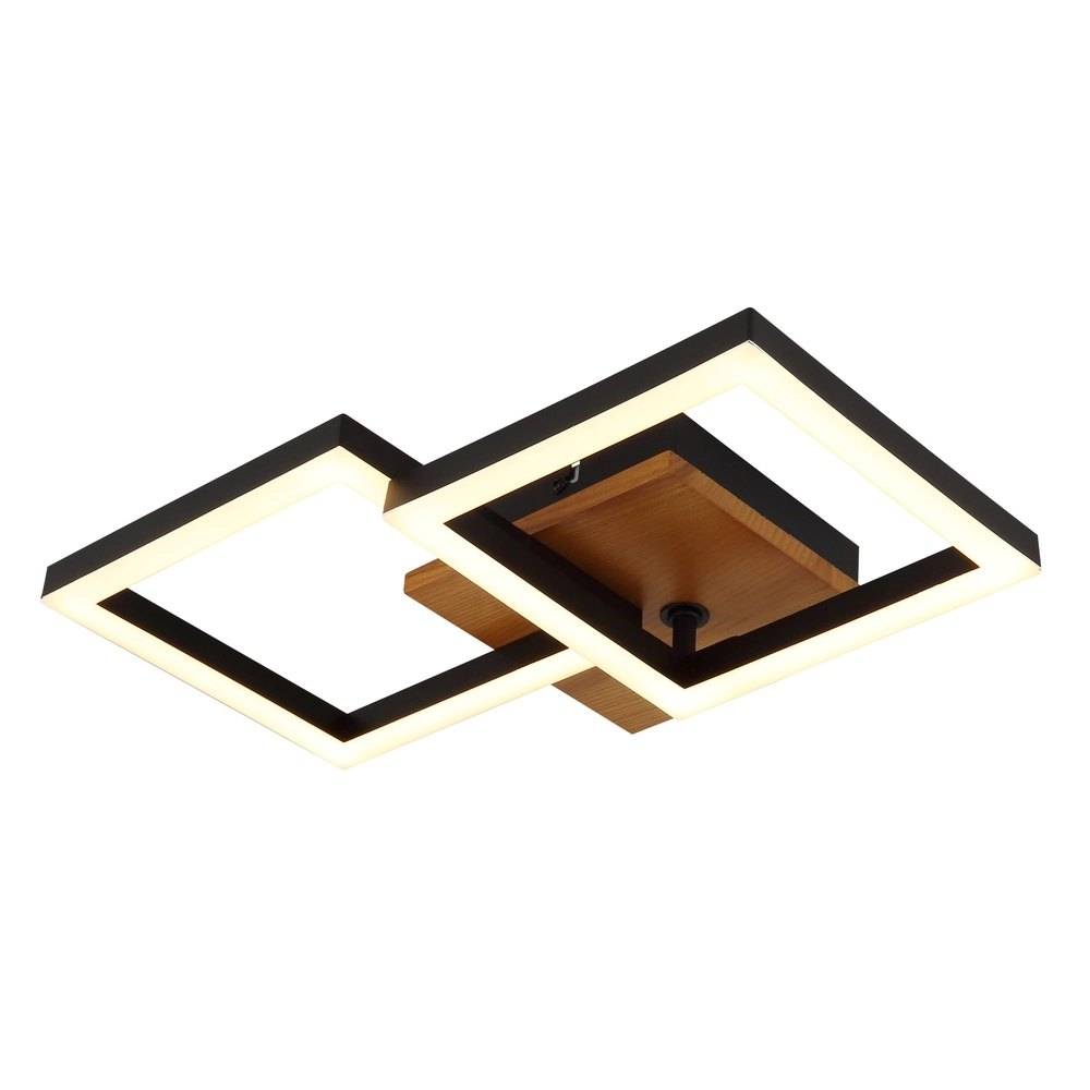 Lampe de plafond à design Kerry noir avec un aspect bois Globo 9007371440221