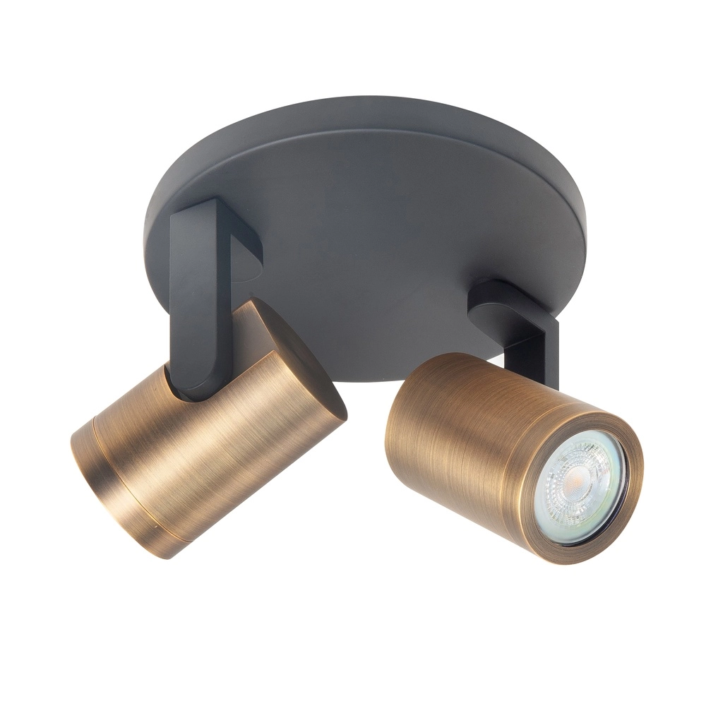 Spot monté en surface Halo Spot Noir avec bronze cuivré 2 lumières rond Spot monté en surface Halo Spot Noir avec bronze cuivré 2 lumières rond