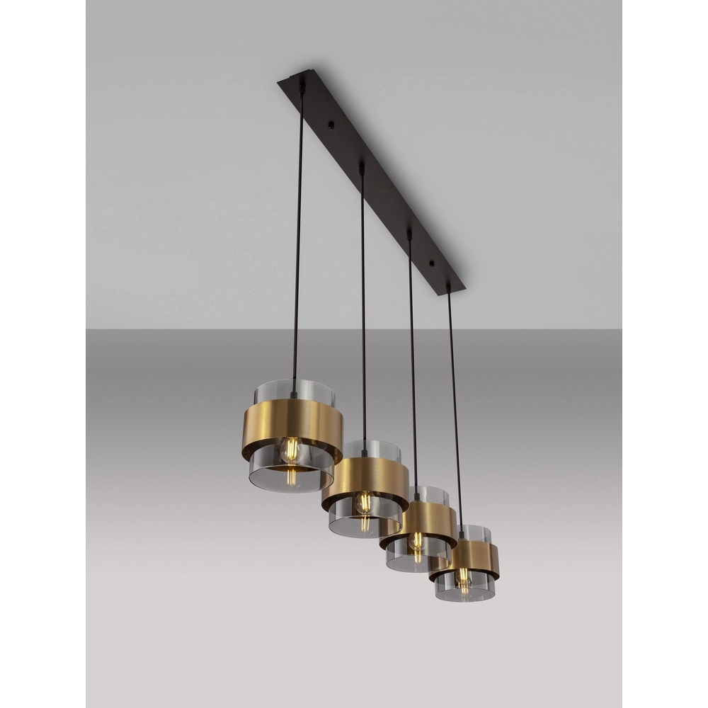 Suspension Sianna 4 lumières droites noir et or Lyora 5212017445421