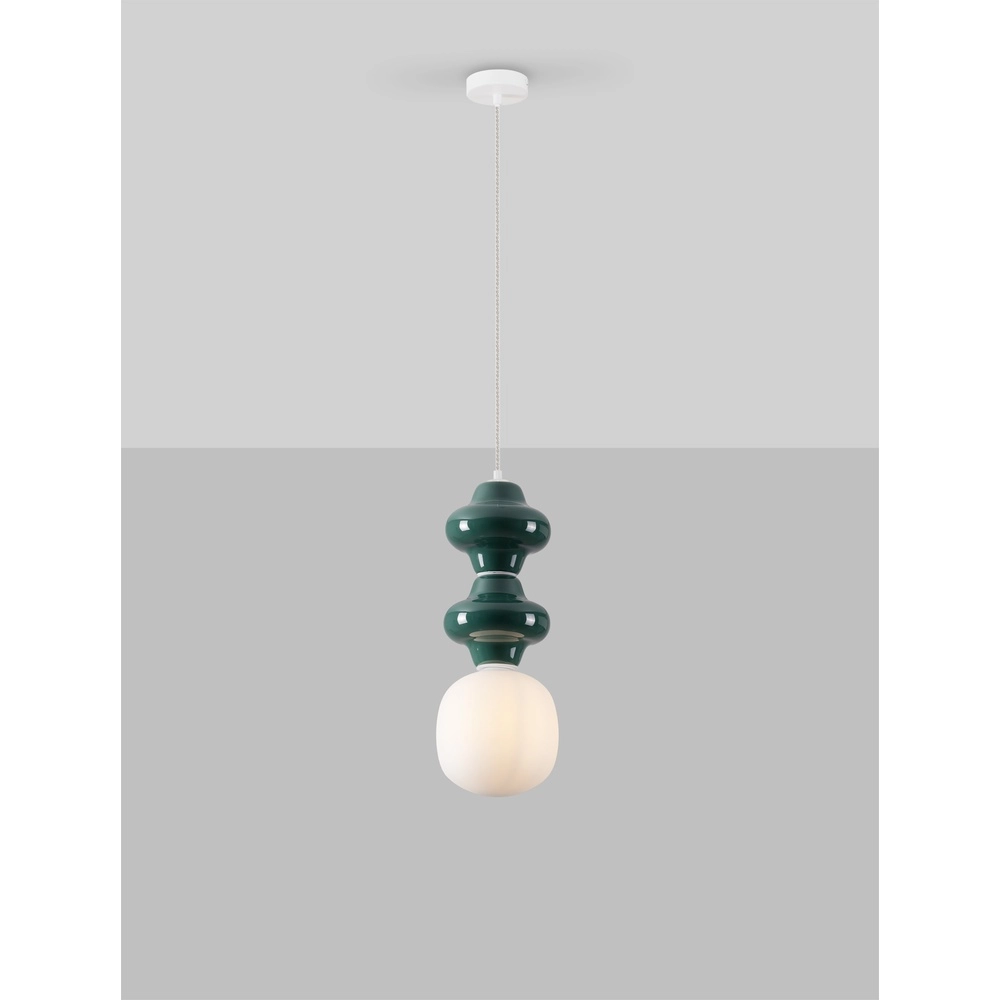 Suspension Clio M en céramique verte avec verre blanc Lyora 5212017461247