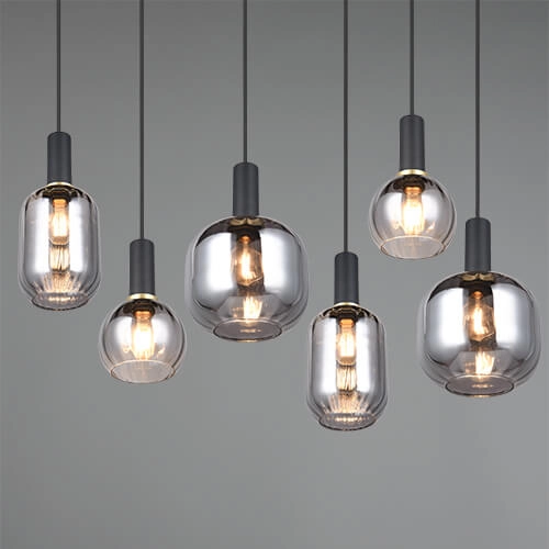 Lampe suspendue pour salle à manger Diva 6 lumières - verre fumé Trio 4017807614572