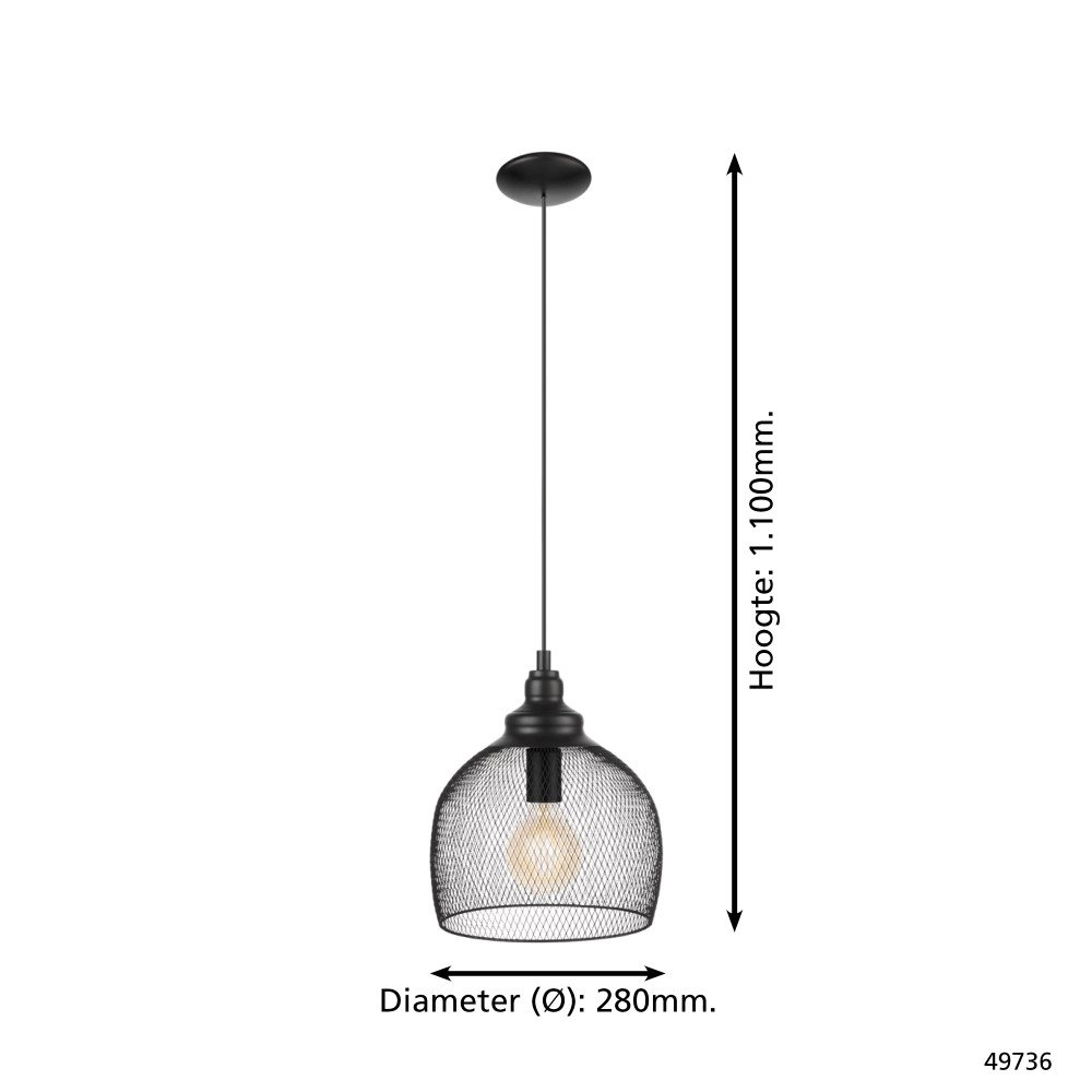 Lampe à suspension Straiton 28cm 28 cm noir Eglo 9002759497361