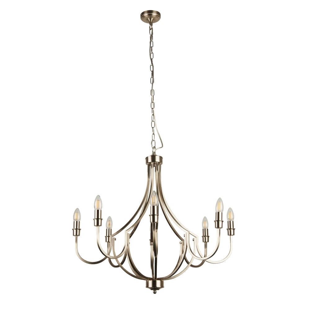 Lampe suspendue classique Lodge Argent 8 lumières Searchlight 5053423242217