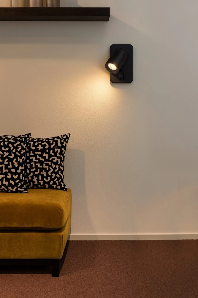 Lampe de chevet Megano USB noir avec USB-A et USB-C Artdelight 8720701103610