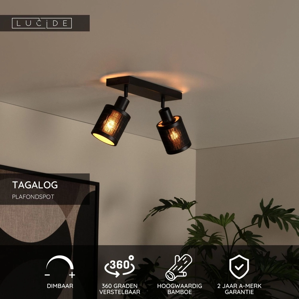 Lampe de plafond Tagalog Double Noir Lucide 5411212211675