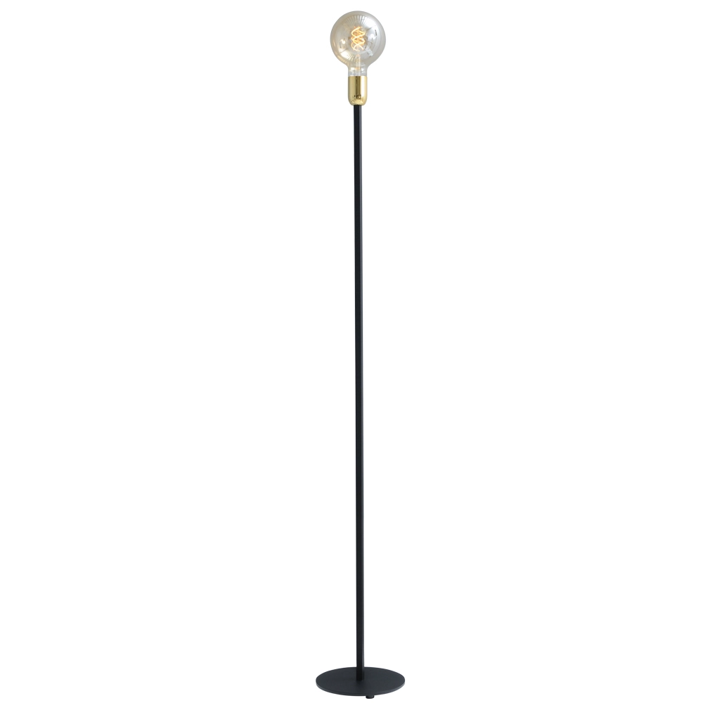 Lampadaire noir Tube 130cm avec raccord doré Lampadaire noir Tube 130cm avec raccord doré