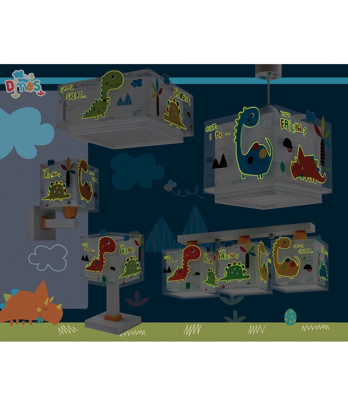 Applique murale Dinos jaune Dalber 8420406734590