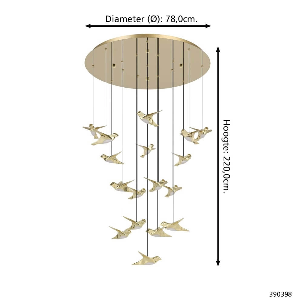Lampe suspendue 17 lumières Paratebueno 2 rond en laiton Stars of Light 9008606292202