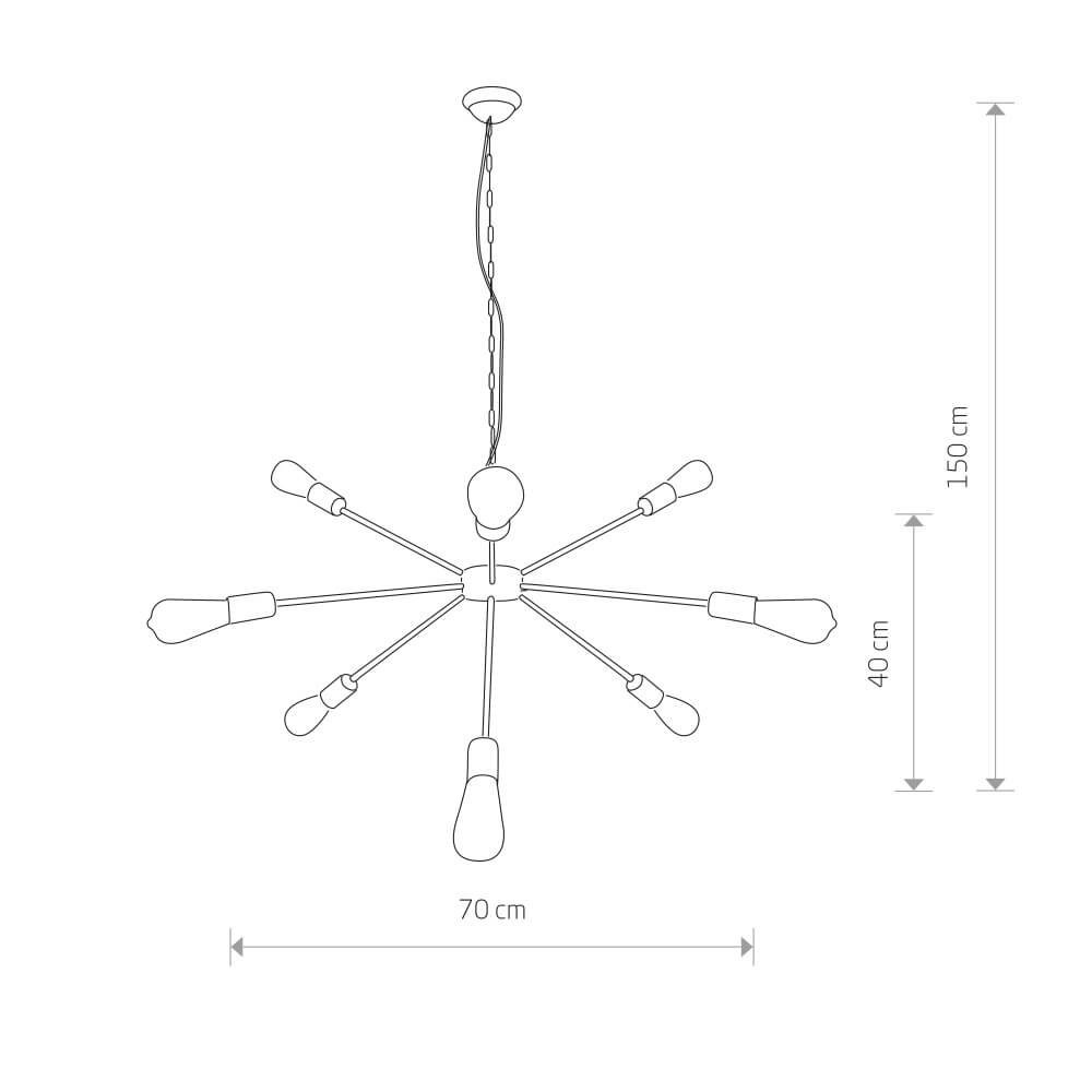 Lampe suspendue noire Rod avec 9 raccords Lyora 5903139973496