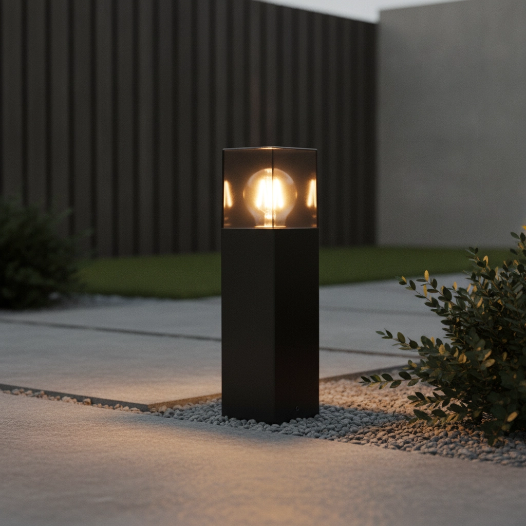 Lampe de jardin moderne Denver noir avec verre fumé 30 cm