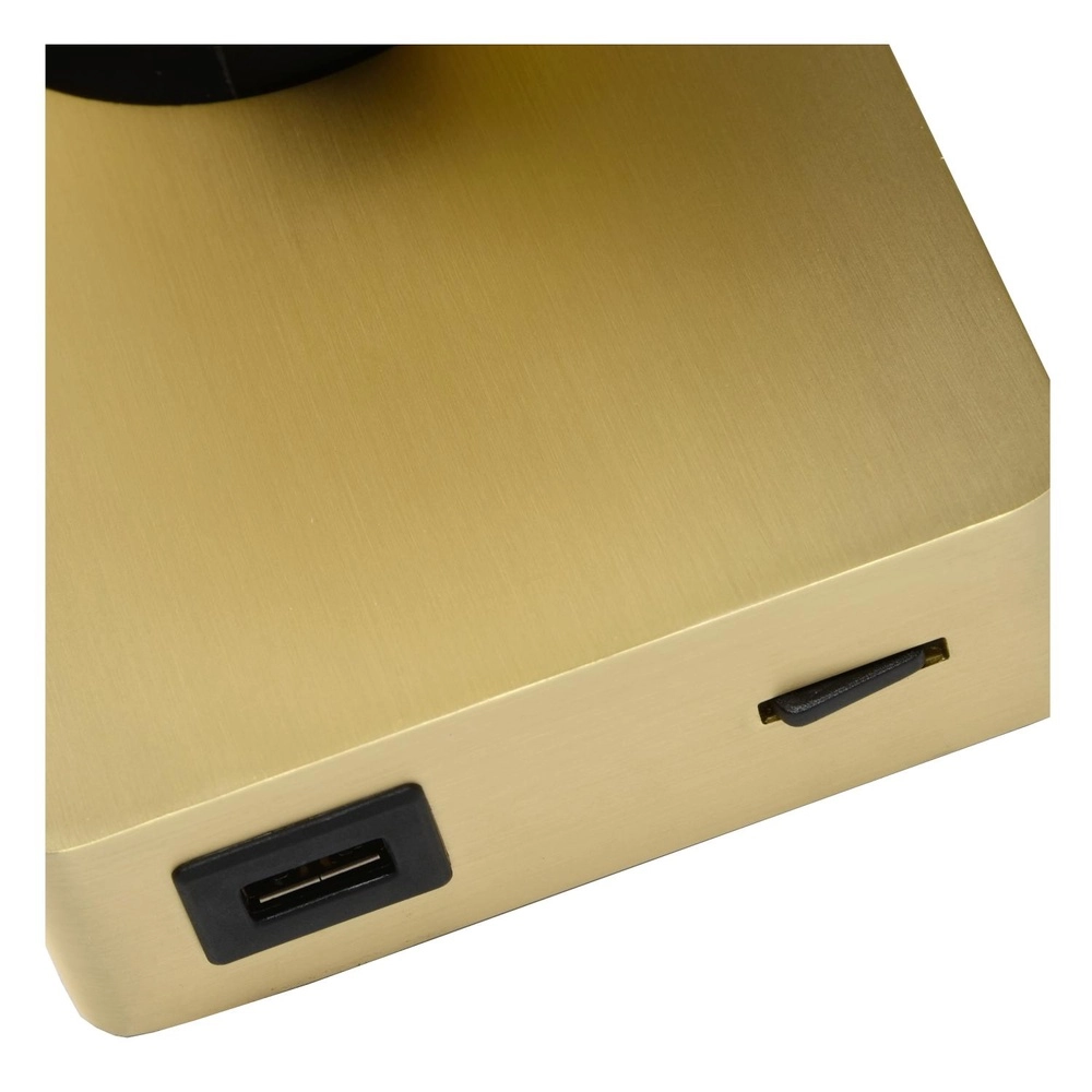 Lampe de chevet Nigel avec point de charge USB doré Lucide 5411212092953