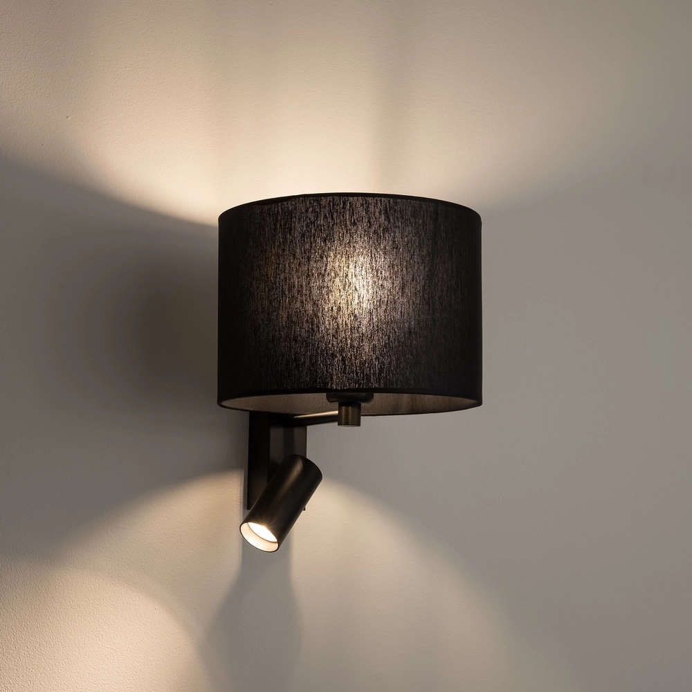 Lampe murale noire Lusso avec abat-jour de lampe Lyora 5903139115216