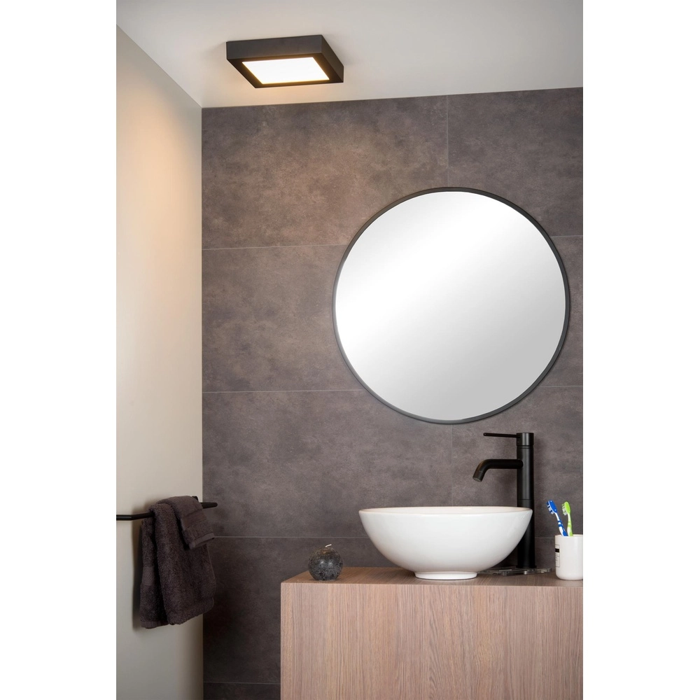 Éclairage de plafond Brice-Led 22 cm carrés IP44 noir Lucide 5411212281265
