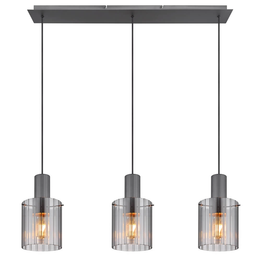 Suspension 3 lumières Tulivar Design Smoke Glass Globo 9007371459650