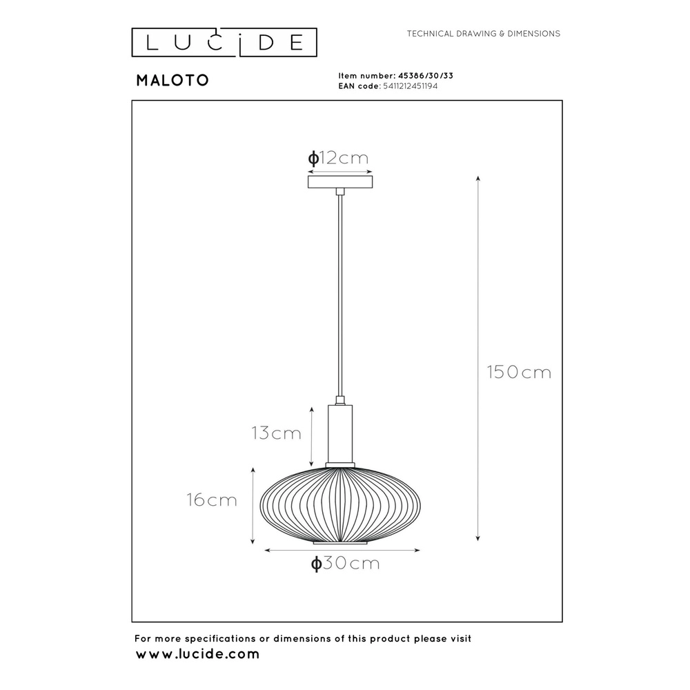 Lampe suspendue Maloto Ø 30cm vert Lucide 5411212451194