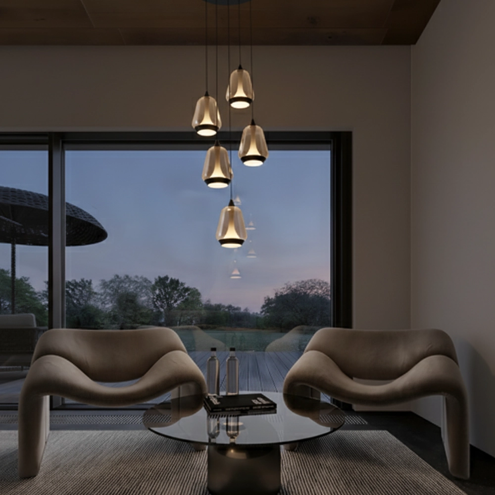 Suspension design Alish Verre fumé à 5 lumières