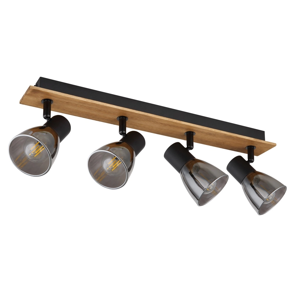 Lampe de plafond Claude 4-noir clair avec bois Globo 9007371434213