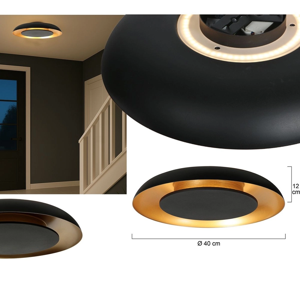 Plafonnier Golden Veil noir Ø 40cm Steinhauer 8712746180299