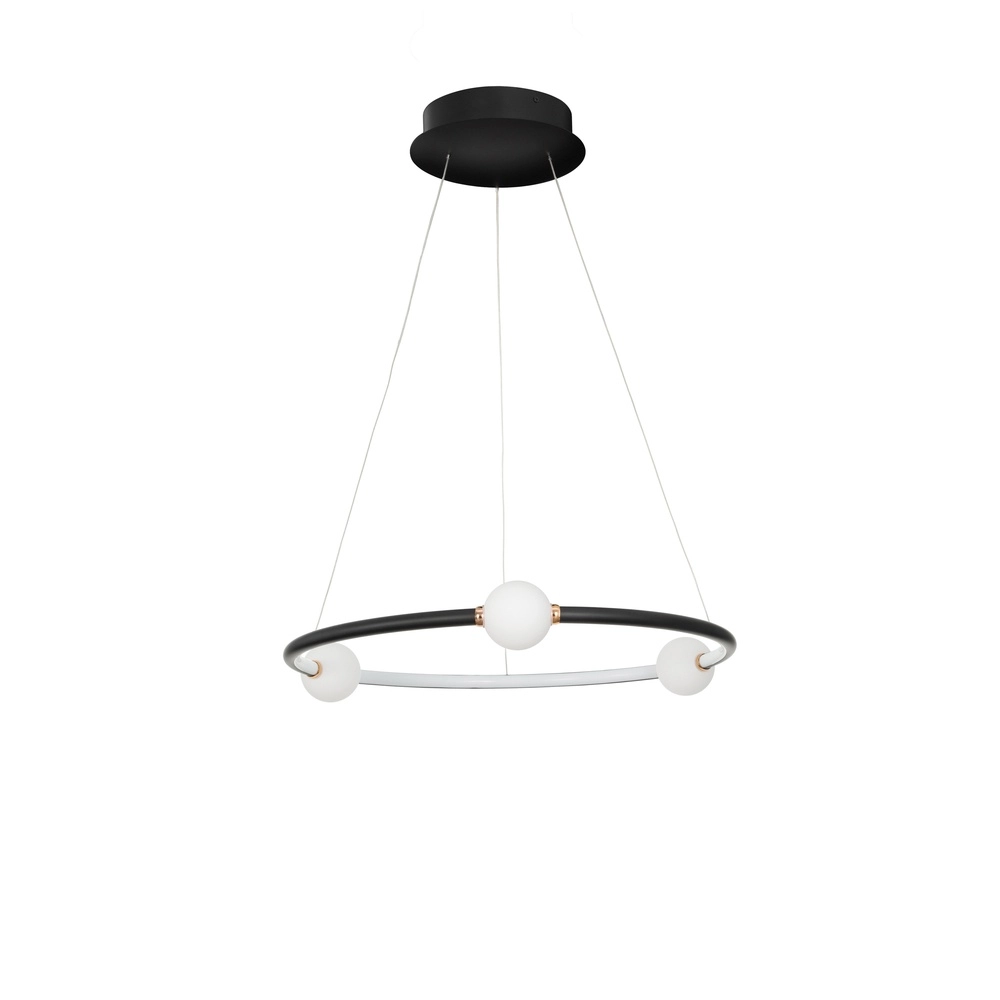 Suspension Celia noir avec blanc rond horizontal Lyora 5212017429339