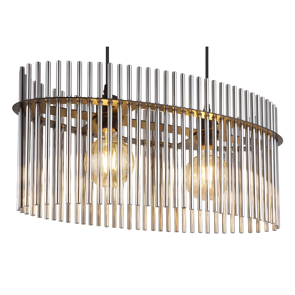 Lampe suspendue Gorley Noir avec tiges en verre fumé Globo 9007371506149