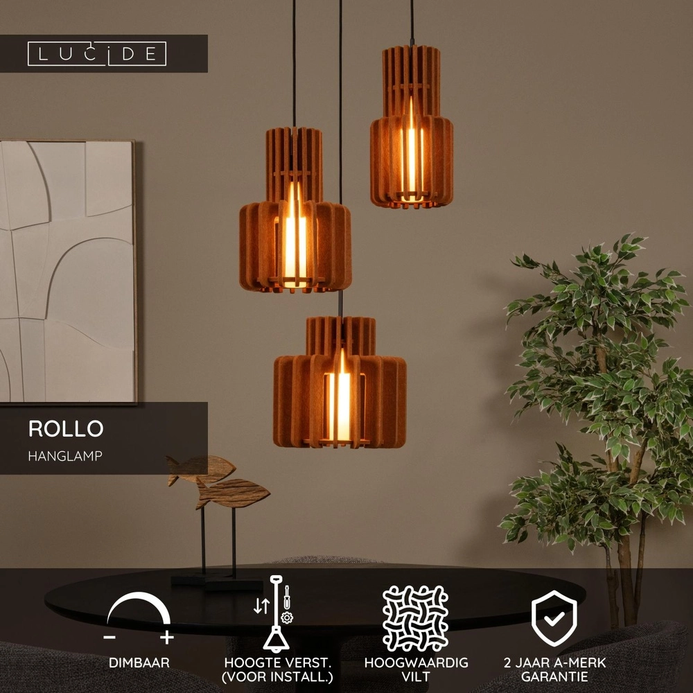 Lampe pendante de conception Rollo Terre cuite à 3 lumières Lucide 5411212452818