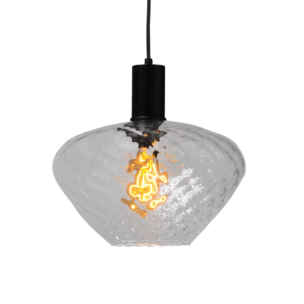 Lampe suspendue 3 lumières - noire - Porto avec des verres à fumée Blossom Masterlight 8718121269511