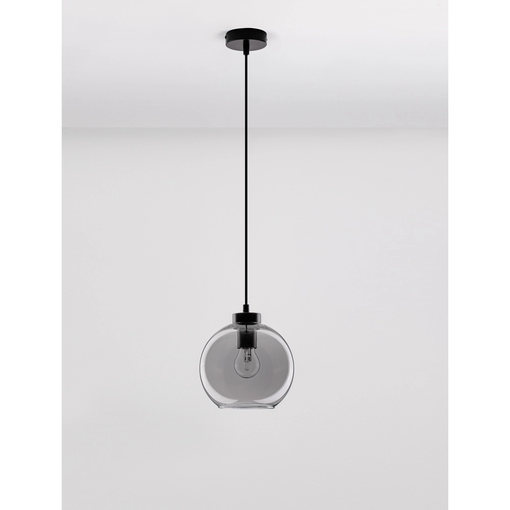 Suspension Palmer Simple noir avec verre fumé Lyora 5212017430946