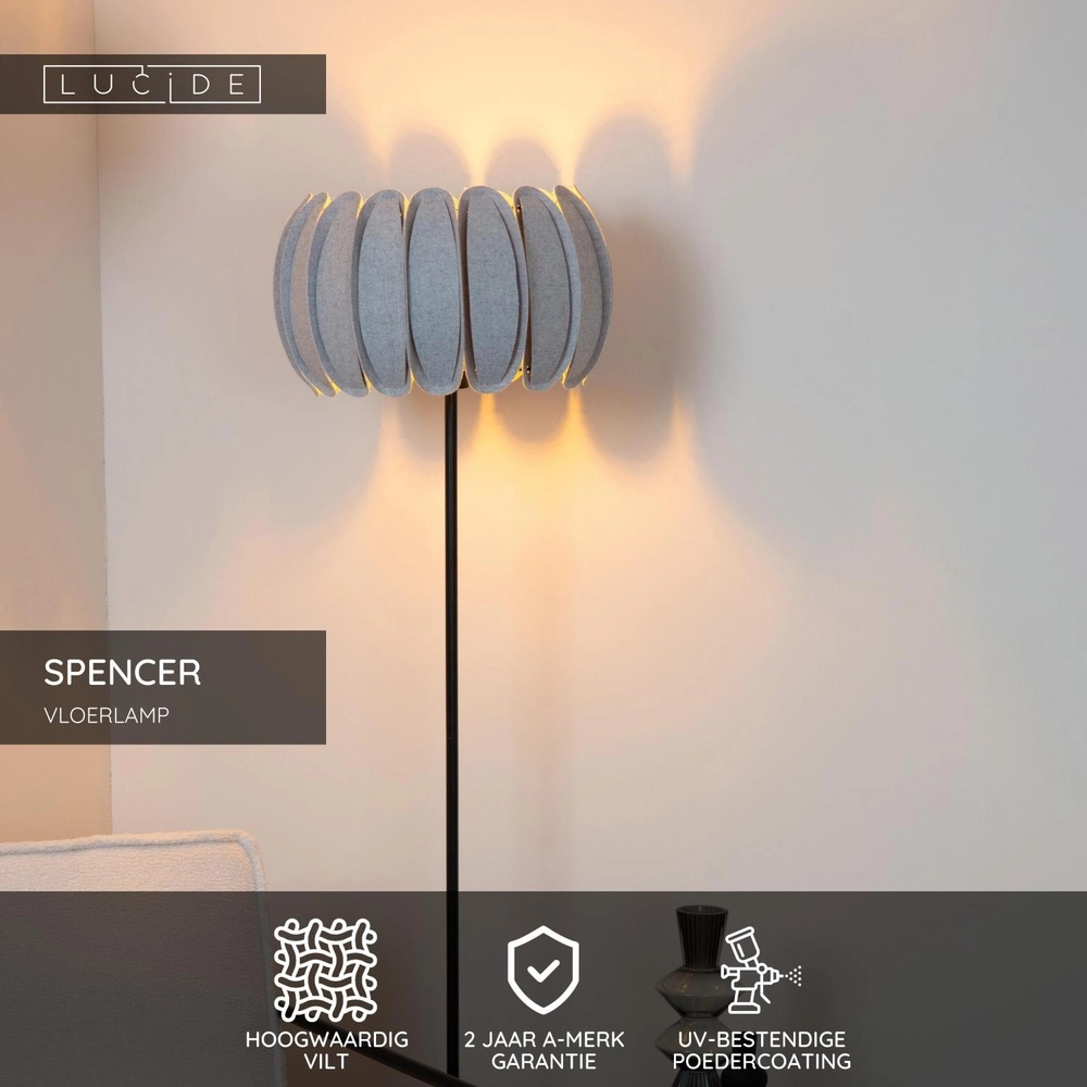 Lampe de pied Spencer gris Lucide 5411212343758