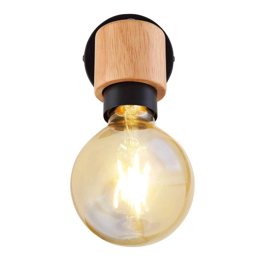 Lampe murale Jorna noir avec bois Globo 9007371414277