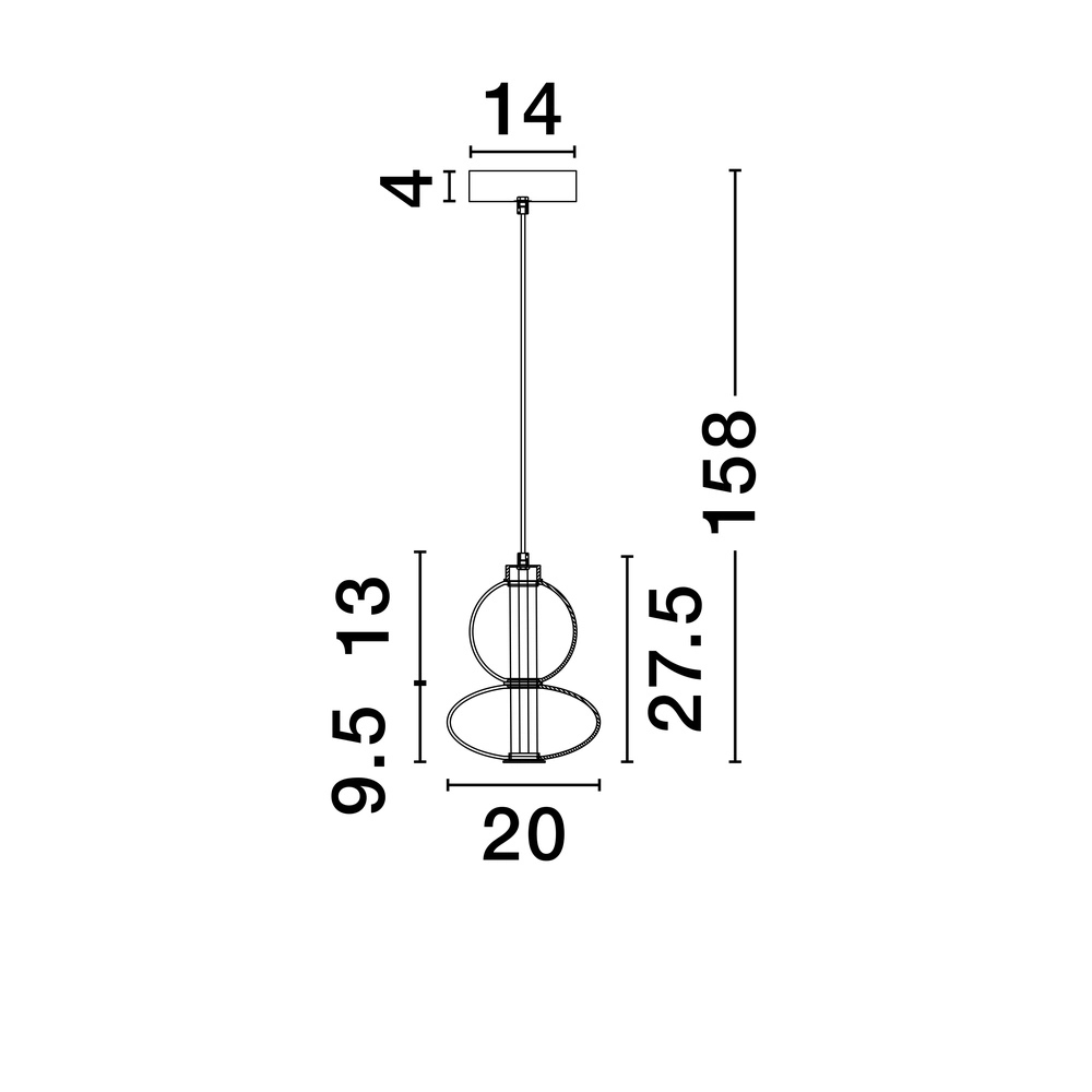Suspension Bally Verre fumé 27,5 cm Lyora 5212017449153