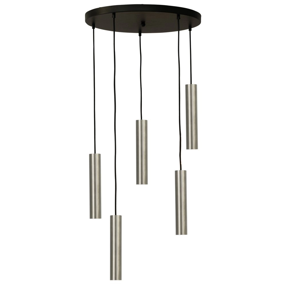 Lampe suspendue Run Acier inoxydable à 5 lumières avec bronze à canon Lampe suspendue Run Acier inoxydable à 5 lumières avec bronze à canon