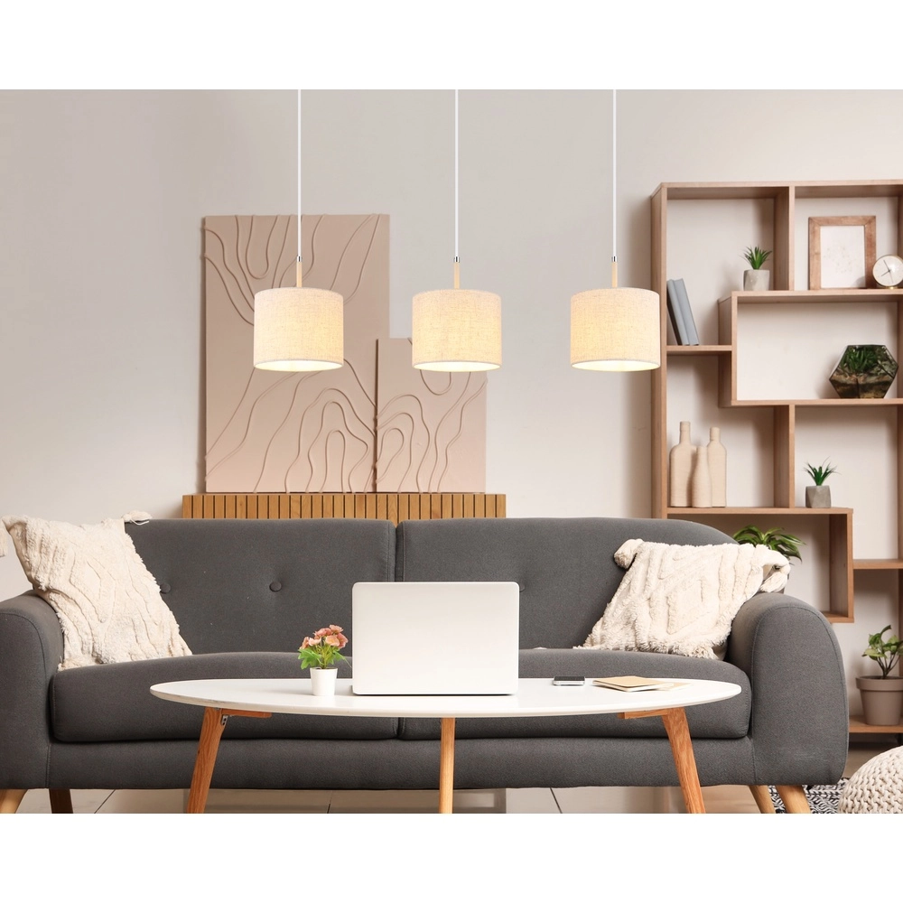 Suspension 3 lumières Deleon brun sable droit Globo 9007371578900