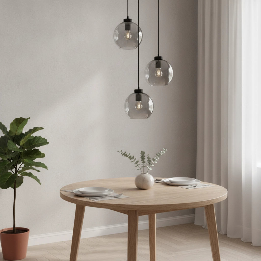 Suspension Palmer 3 lumières rondes noires avec verre fumé