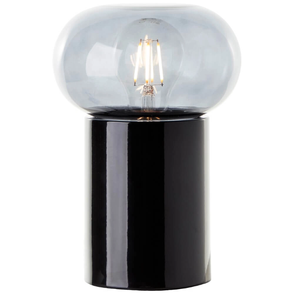 Lampe de table noire Knut avec verre fumé Lampe de table noire Knut avec verre fumé