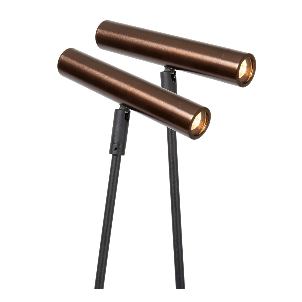 Lampe sur pied à deux lumières Duarte noir avec brun café Lucide Vibes 5411212032201