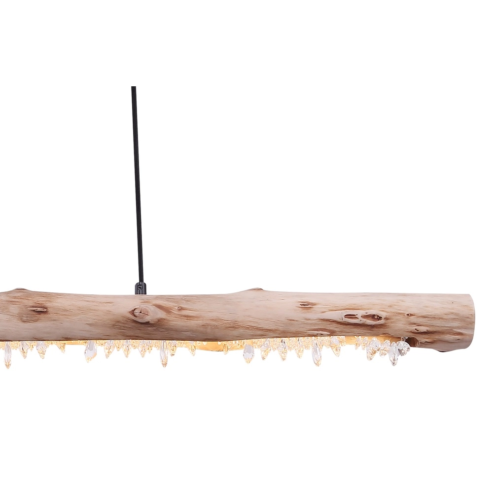 Lampe pendante de table à manger Felicitas noir avec bois Globo 9007371392889
