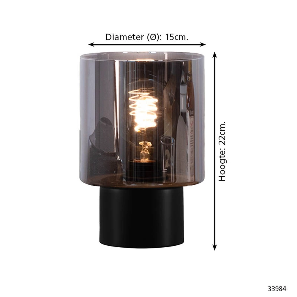 Lampe de table Gorosiba avec du verre fumé Eglo 9002759339845