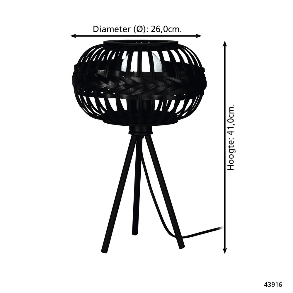 Lampe de table noire Towcester Ø 26cm - 1x E27 Eglo 9002759439163