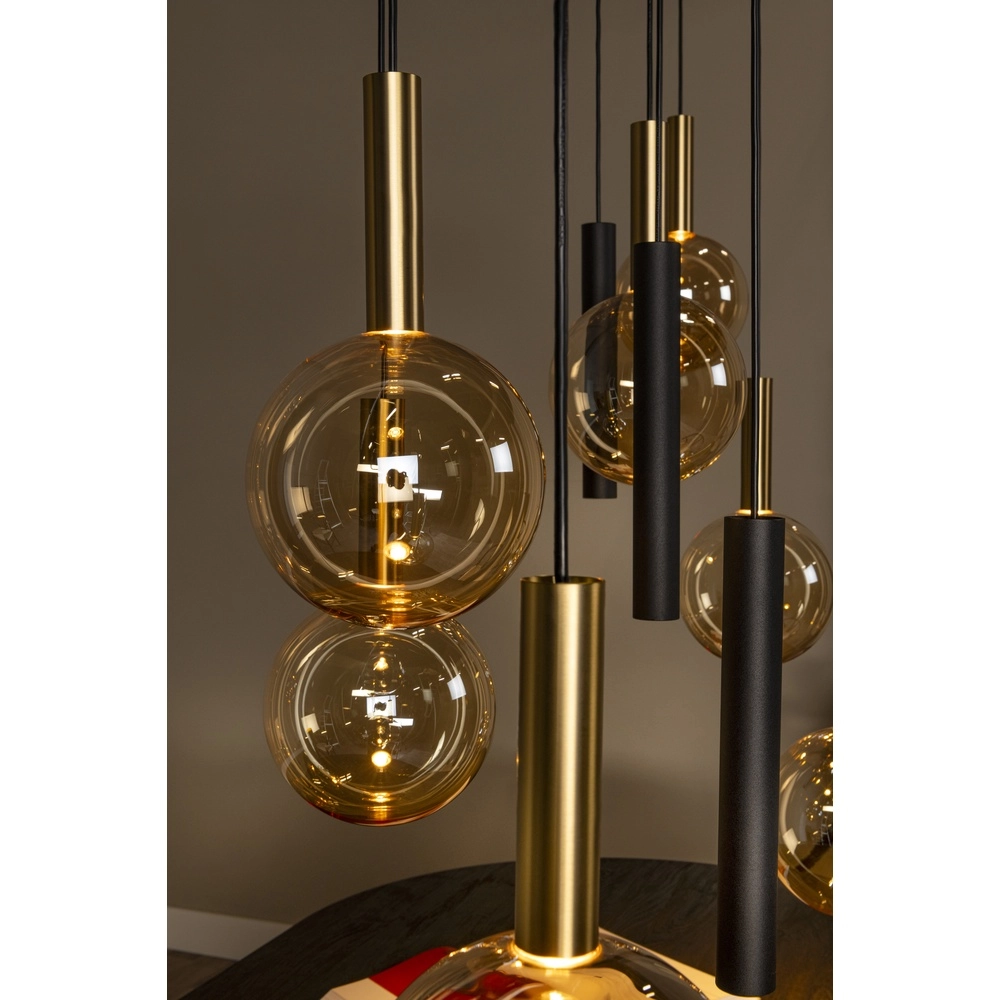 Lampe suspendue à 12 lampes Josiane noir avec or Lucide Vibes 5411212212160