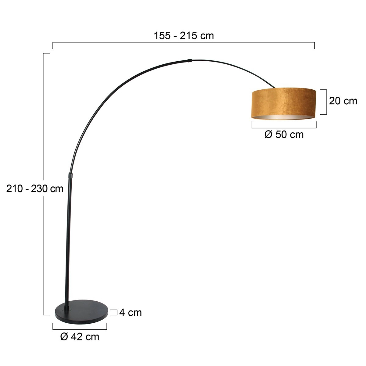 Lampe à arc noir Sparkled avec abat-jour en velours Steinhauer 8712746145991