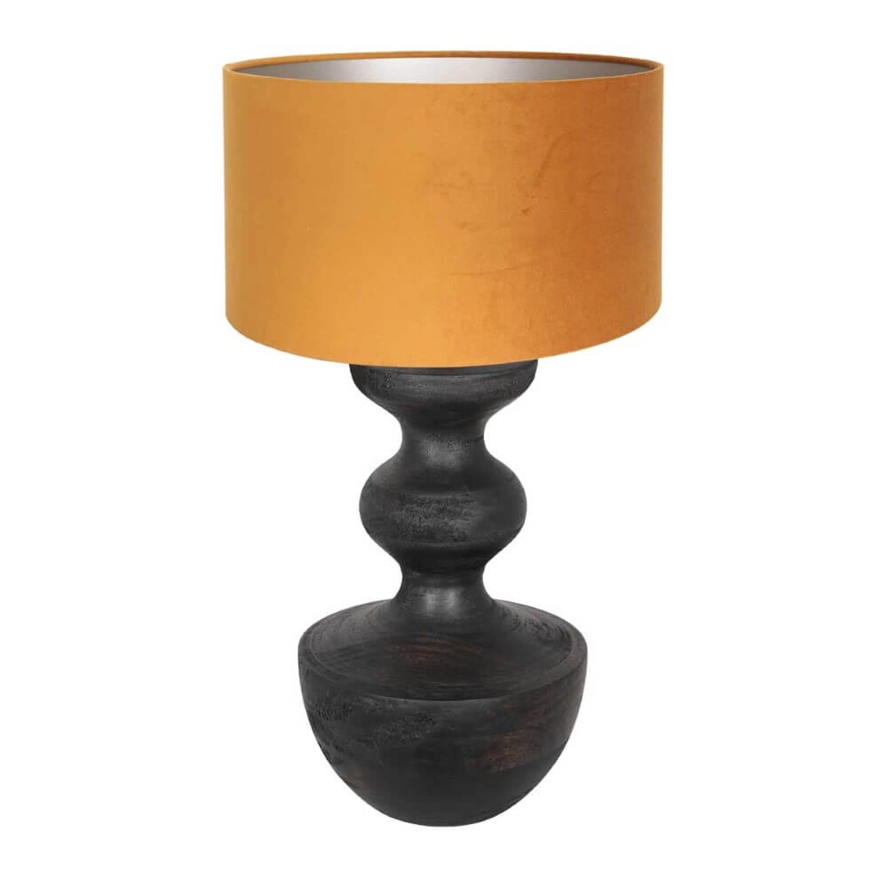 Lampe de table rurale Lyons S avec abat-jour en velours doré